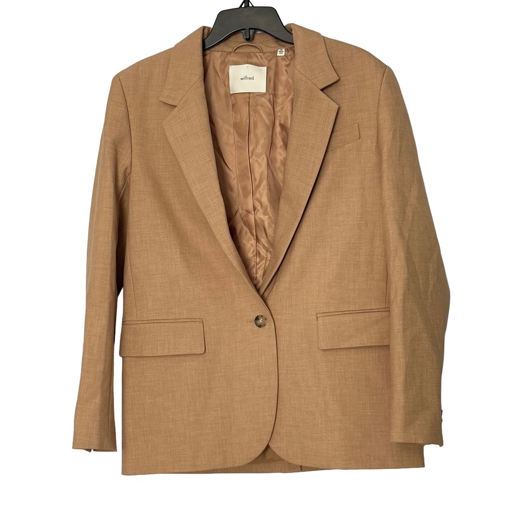 Aritzia Wilfred Camel Tan Single Button Oversized Blazer Jacket -‎ XSmall